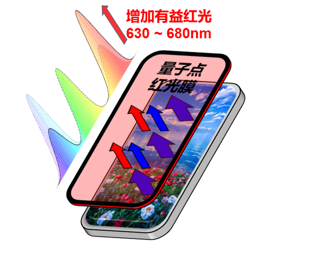 量子点红光膜将蓝光转化为有益红光